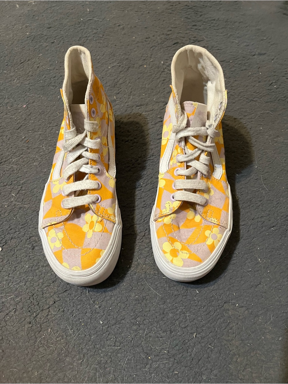 Vans Women’s High-Top Floral Canvas Sneakers in Yellow and Cream
